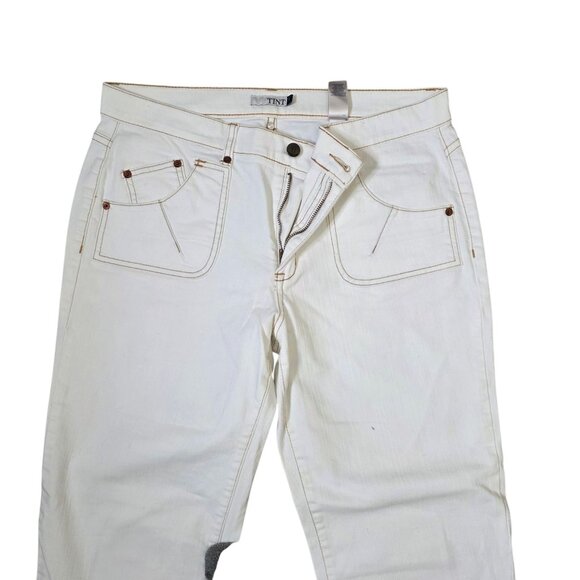 Vintage Y2K White Denim Cropped Jeans Womens Size 12 - Picture 2 of 8